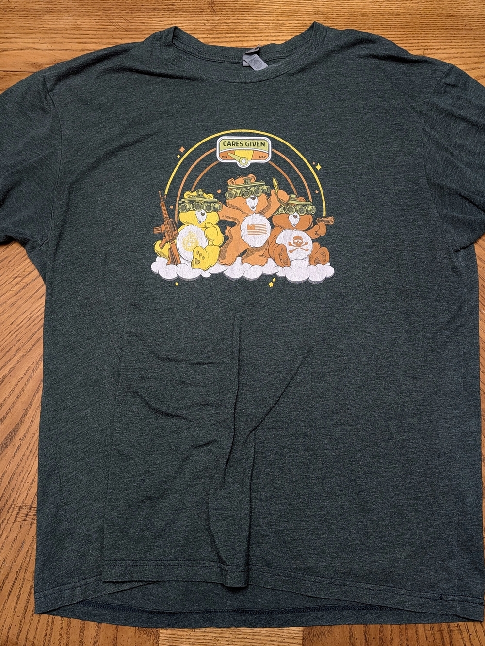 No Cares Given Graphic Short Sleeve Tee - Forest Green